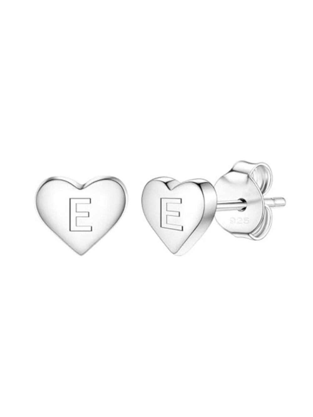 Delicate S925 Silver Heart Pendant Earrings Gift 26 Letter Initial A-Z Stud